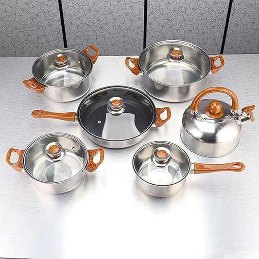 Set De Ollas acero inoxidable  12 Piezas Con Tetera