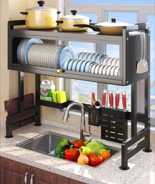 Platera con Vitrina Antipolvo – Escurridor de Platos Multifuncional